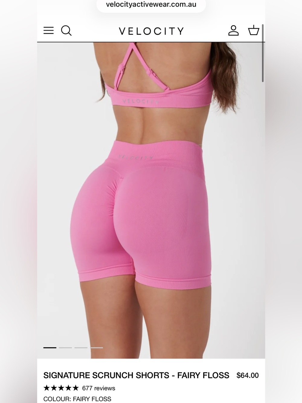 Velocity Signature Scrunch Shorts - Fairy Floss Pink